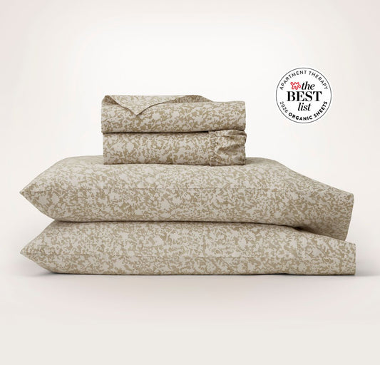 Percale Hemmed Sheet Set Oak Garden
