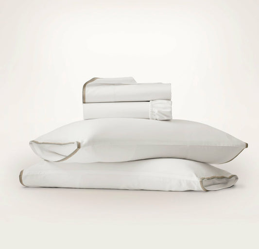 Signature Embellished Sheet Set White/Pewter/Oak Trielle