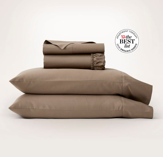 Percale Hemmed Sheet Set Walnut