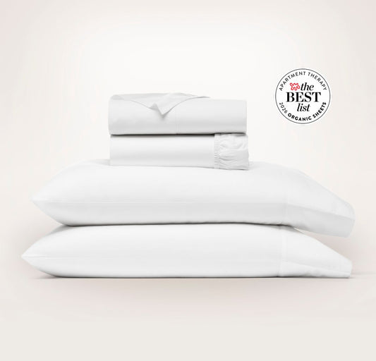 Percale Hemmed Sheet Set White