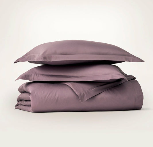 Signature Hemmed Duvet Set Plum