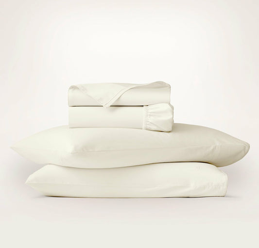 Signature Embellished Sheet Set Cream/Cream Piped Edge