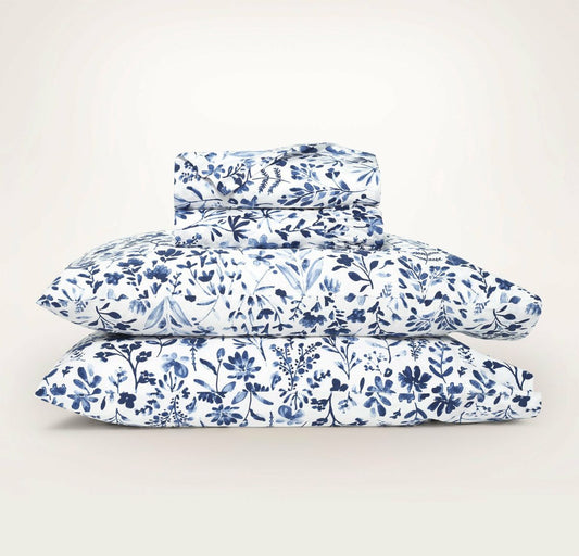 Signature Hemmed Sheet Set Navy Botanical