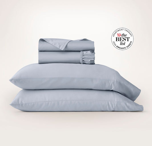 Percale Hemmed Sheet Set Hydrangea