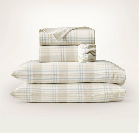 Flannel Sheet Set Cream/Sand/Shore Tartan