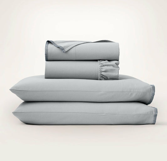 Flannel Sheet Set Shore/Bluestone Whipstitch