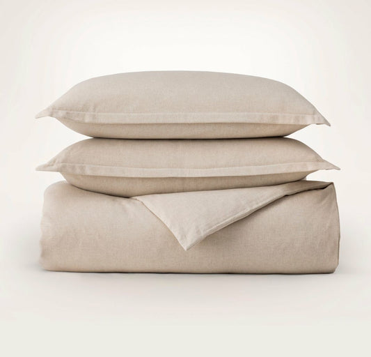 Flannel Duvet Set Heathered Oatmeal