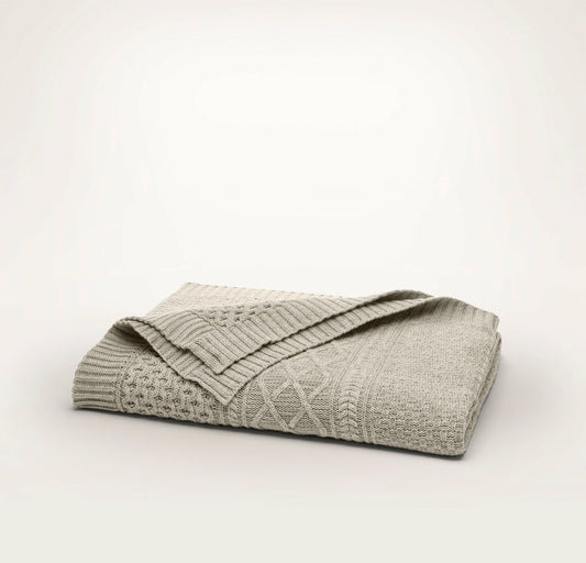 Aran Knit Throw Blanket Heathered Oatmeal