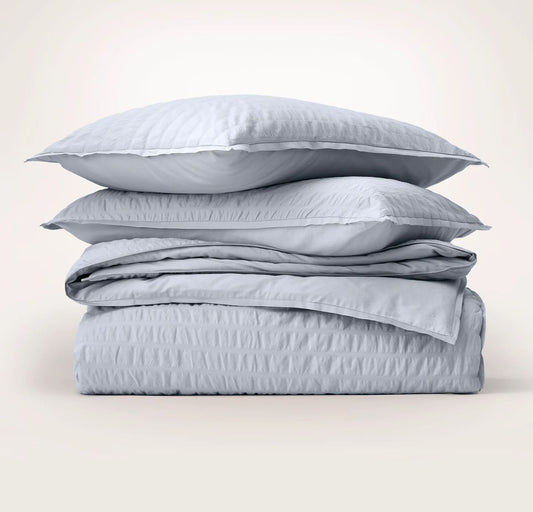 Relaxed Seersucker Duvet Set Hydrangea