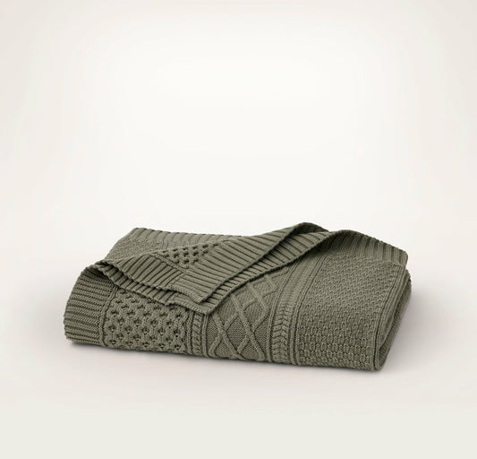 Aran Knit Throw Blanket Juniper