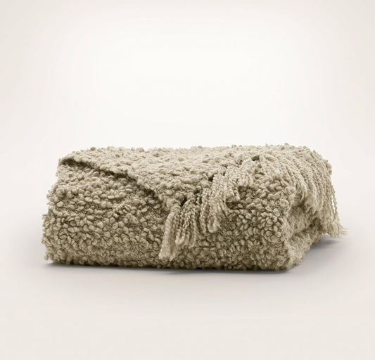 Cozy Boucl茅 Throw Blanket Heathered Oak