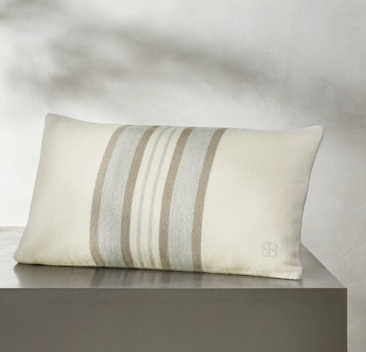 Alpaca Equestrian Stripe Pillow Cover Cream/Twig/Fog