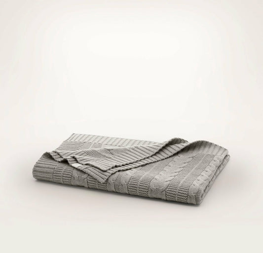 Cable Knit Baby Blanket Heathered Pewter