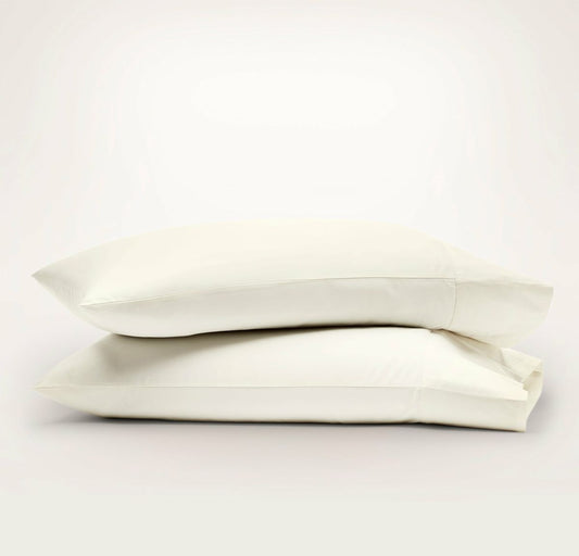 Percale Hemmed Pillowcase Set Cream