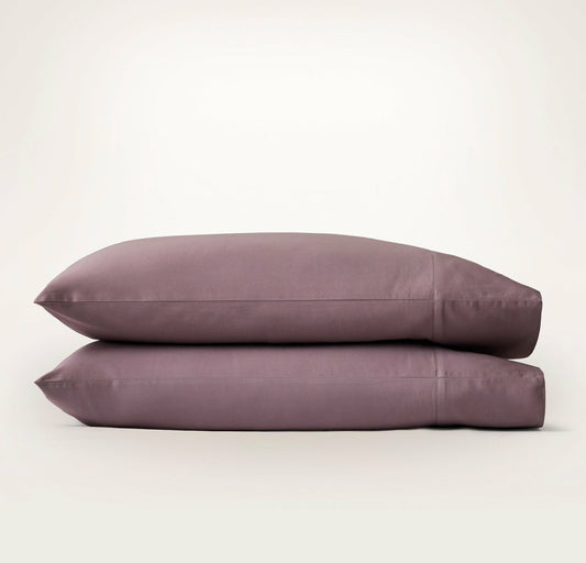 Percale Hemmed Pillowcase Set Plum