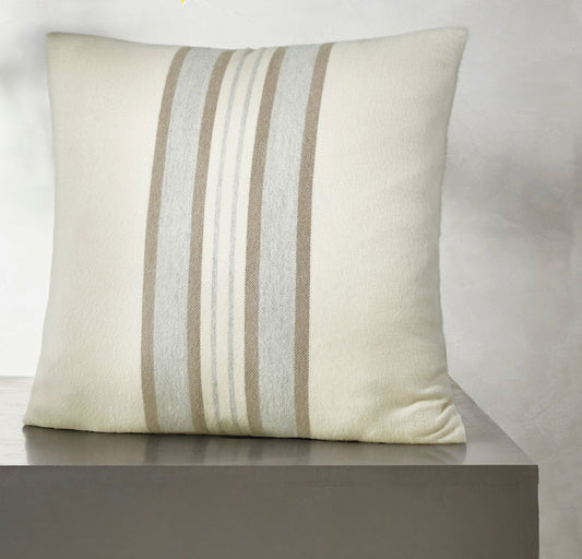 Alpaca Equestrian Stripe Pillow Cover Cream/Twig/Fog